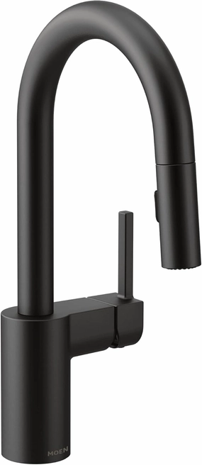 Moen 5965BL One Handle Pulldown Bar Faucet with Power Clean Featuring Reflex, Matte Black