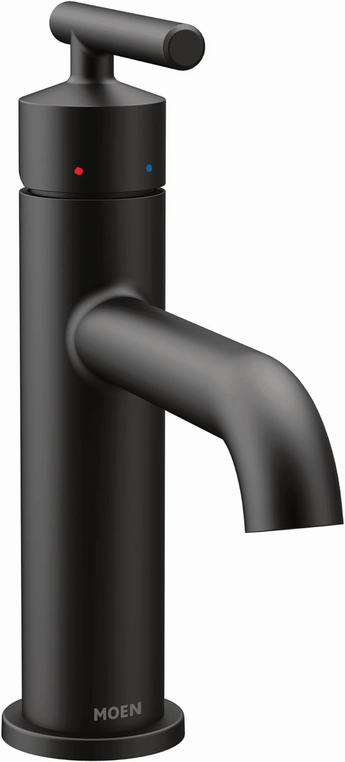Moen 6145BL Gibson One Handle Single Hole Modern Bathroom Sink Faucet with Optional Deckplate, Matte Black
