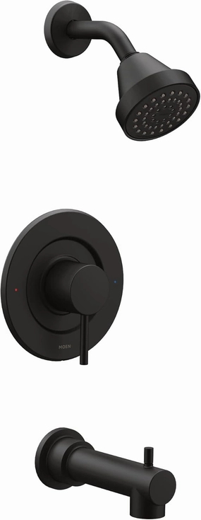 Moen Align Matte Black Posi-Temp Pressure Balancing Modern Tub and Shower Trim Kit, Featuring Shower Head, Lever Handle, and Tub Spout, Valve Required, T2193BL