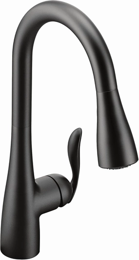 Moen Arbor Matte Black One-Handle Pulldown Kitchen Sink Faucet Featuring Power Boost and Reflex Docking System, Black Kitchen Faucet with Pull Down Sprayer, 7594BL