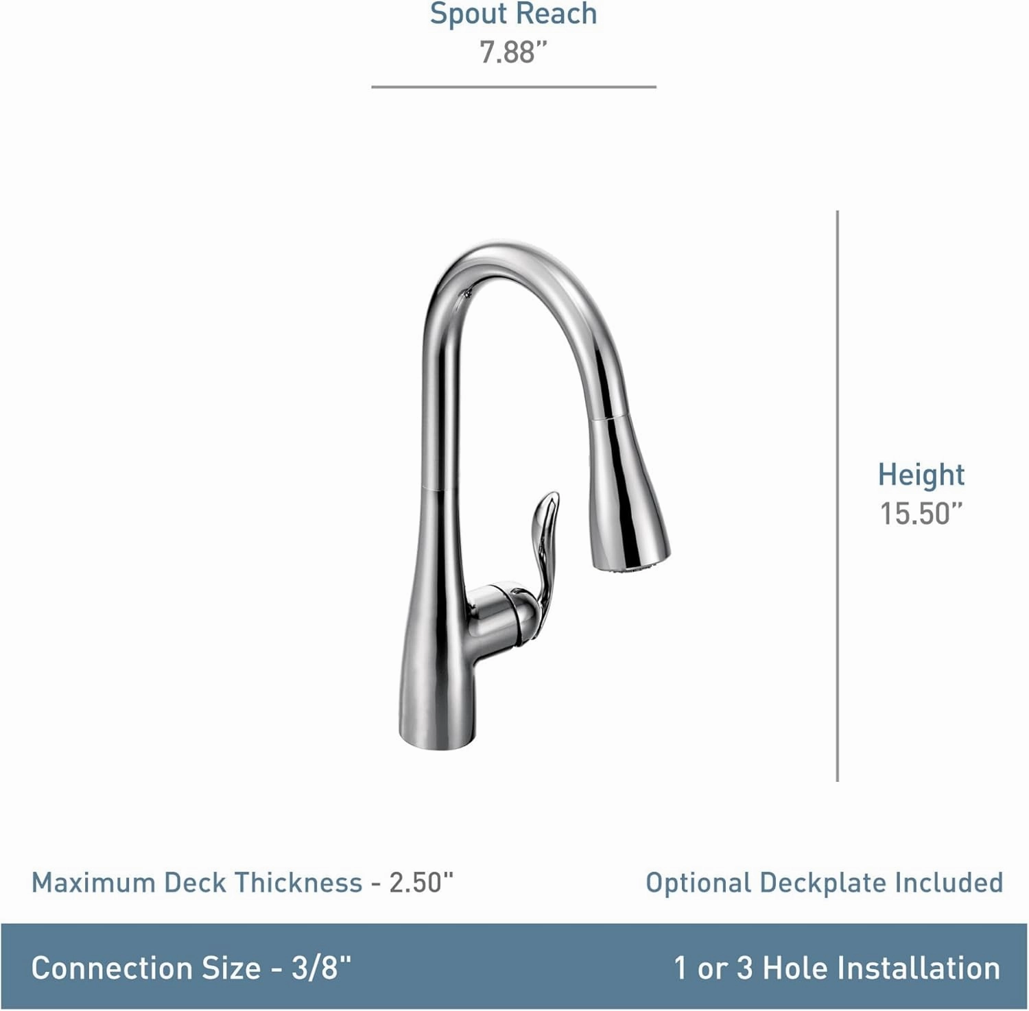 Moen Arbor Matte Black One-Handle Pulldown Kitchen Sink Faucet Featuring Power Boost and Reflex Docking System, Black Kitchen Faucet with Pull Down Sprayer, 7594BL