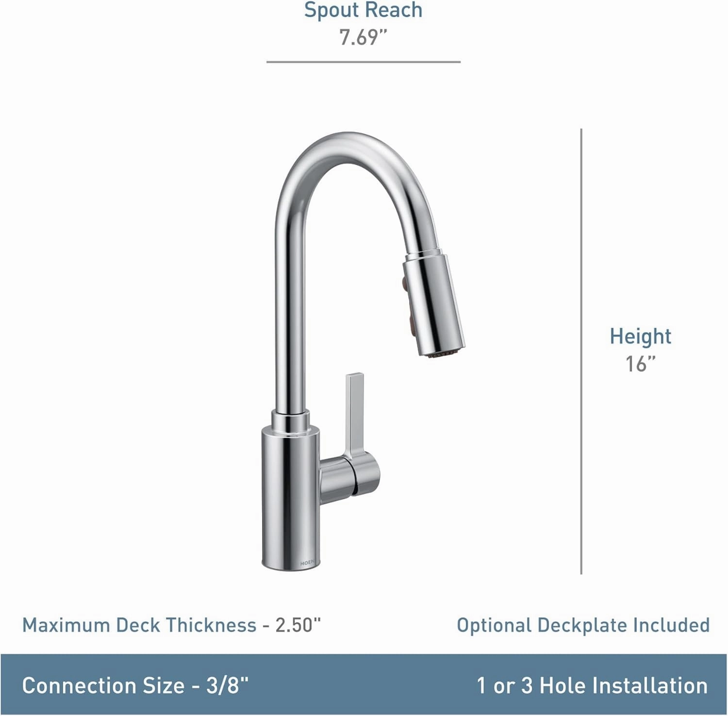 Moen Genta LX Matte Black One-Handle Modern Kitchen Faucet with Pull Down Sprayer, Reflex Docking Head, Faucet for Kitchen Sink with Power Boost for a Faster Clean, 7882BL