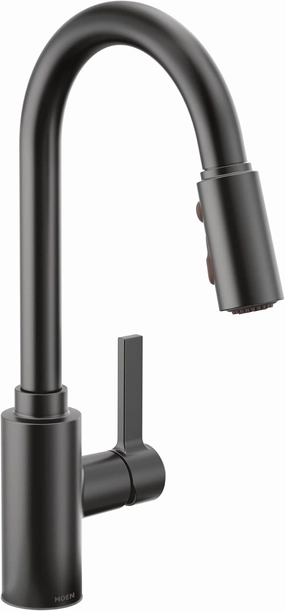 Moen Genta LX Matte Black One-Handle Modern Kitchen Faucet with Pull Down Sprayer, Reflex Docking Head, Faucet for Kitchen Sink with Power Boost for a Faster Clean, 7882BL