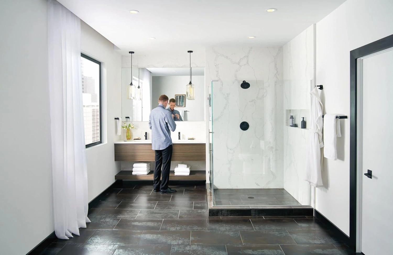 Moen Matte Black Eco-Performance One-Function 6-3/4" Diameter Spray Head Rainshower, S176EP15BL