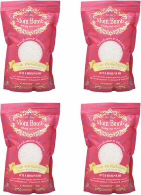 Mom Bomb Pink Himalayan Bath Soaks: Indulge in 3 lbs of Serenity for Baths, Showers, and Foot Treatments