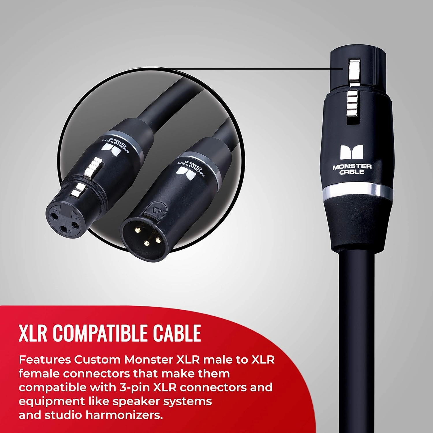 Monster Cable Prolink Studio Pro 2000 Microphone Cable. 5 Feet Mic Cable. Gold Contact XLR Cables. Multi-Guage Wire Networks XLR Microphone Cable.