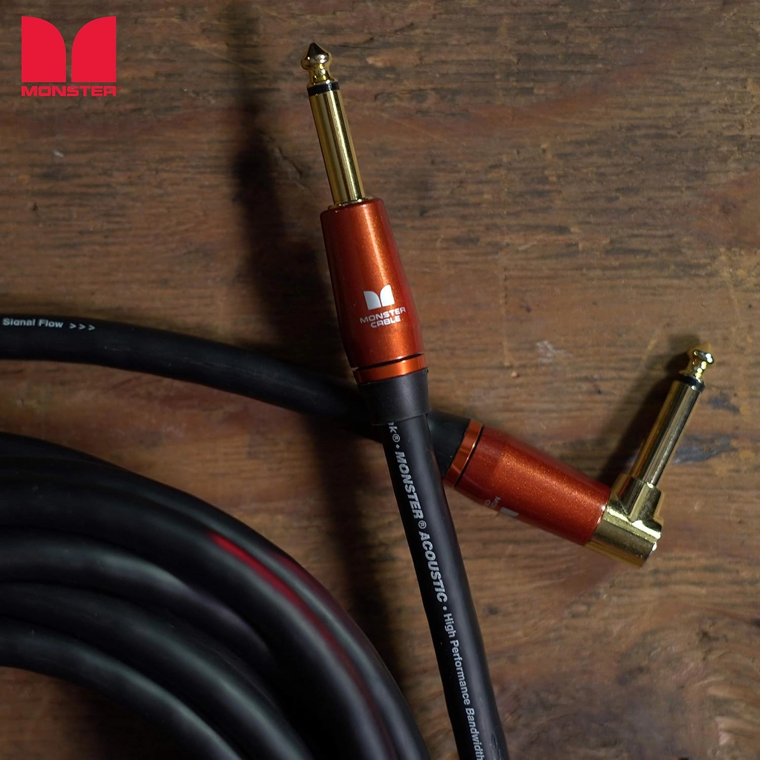 Monster Prolink Acoustic Instrument Cable. 12 ft Guitar Cable. Right Angle to Straight Cable w/Superior Delivery Speed. Rich & Clean Sound Cord Instrument Cable.