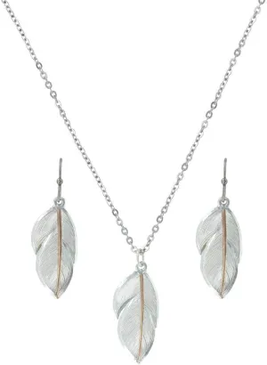 Montana Silversmiths Women's Downy Feather Necklace and Earrings Jewelry Set - JS2878RG One Size