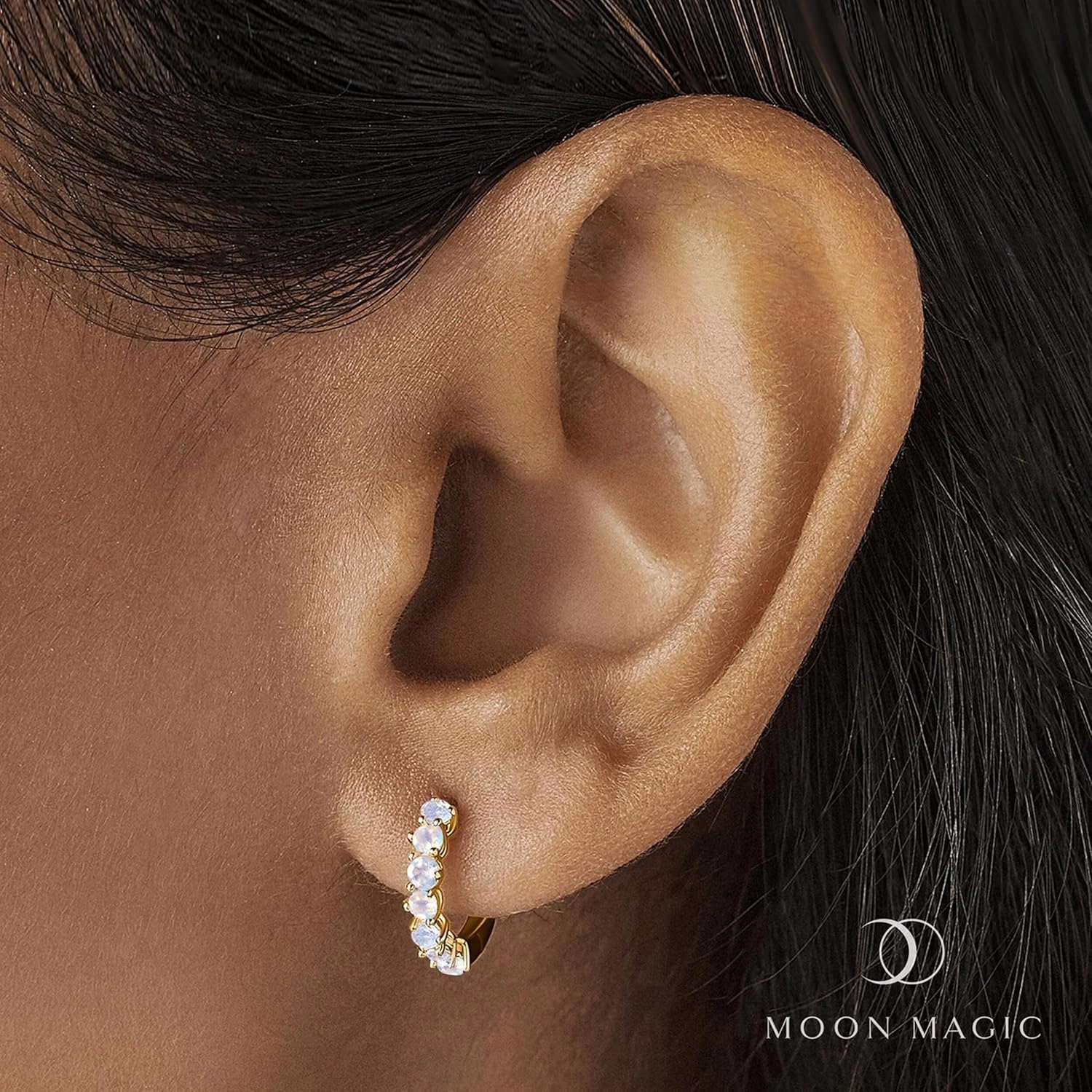 Moon Magic - Authentic Sterling Silver Moonstone Earrings - 18k Rose & Yellow Gold - Real Moonstone Jewelry
