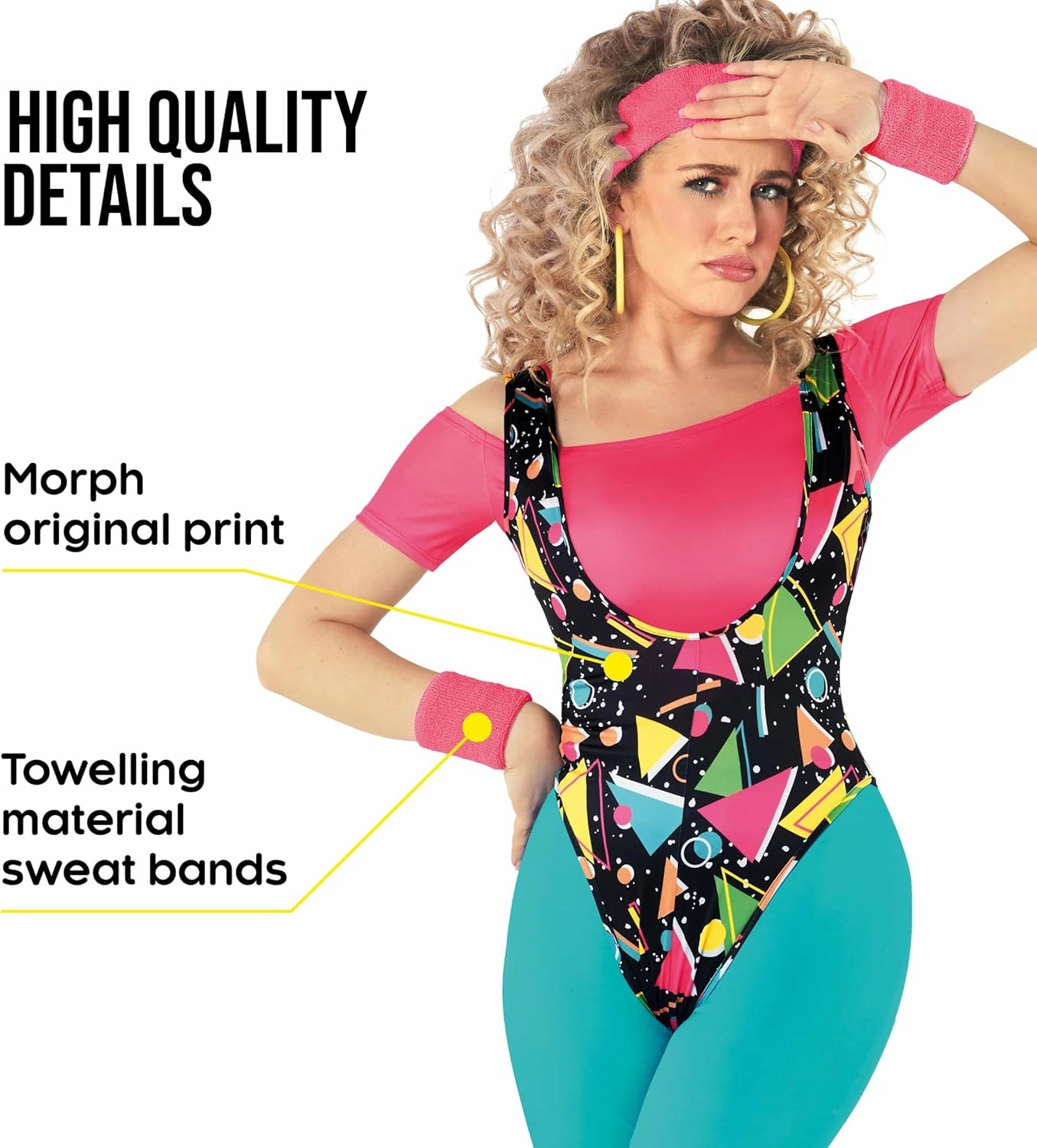 Morph 80s Workout Outfit for Women 90s Retro Workout Outfits 80 s Aerobics Outfit Halloween Costume for Womens