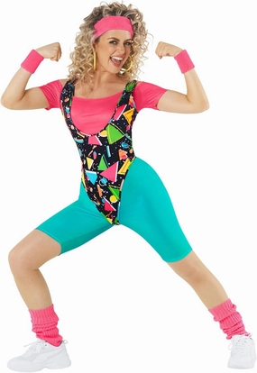 Morph 80s Workout Outfit for Women 90s Retro Workout Outfits 80 s Aerobics Outfit Halloween Costume for Womens