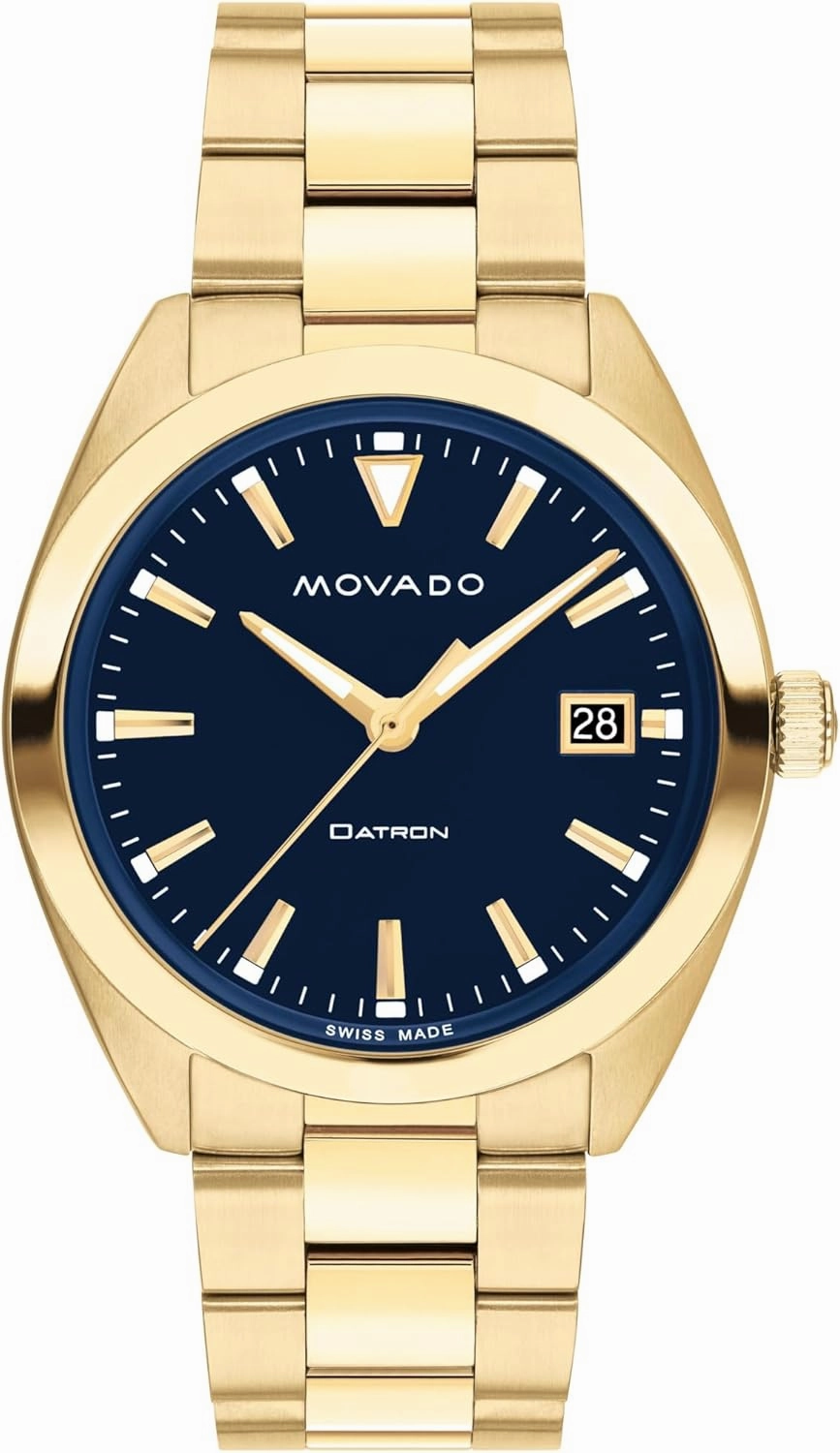 Movado Heritage Series Datron Men's Watch - Swiss Quartz Movement, Stainless Steel Link Bracelet - 5 ATM Water Resistance - Sport Luxury Fashion Timepiece for Him - 39mm