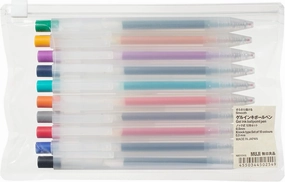 MUJI Smooth Gel Knock Type Pen 0.5mm 10 Colors Set (Japan import)
