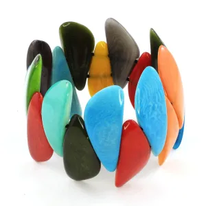 Multicolor Tagua Bracelet, Stretchy Elastic Comfort, Eco Friendly Fair Trade Jewelry