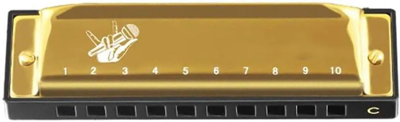 Music Lovers Diatonic Blues Harmonica Key Of C 10 Holes Standard H(Gold)