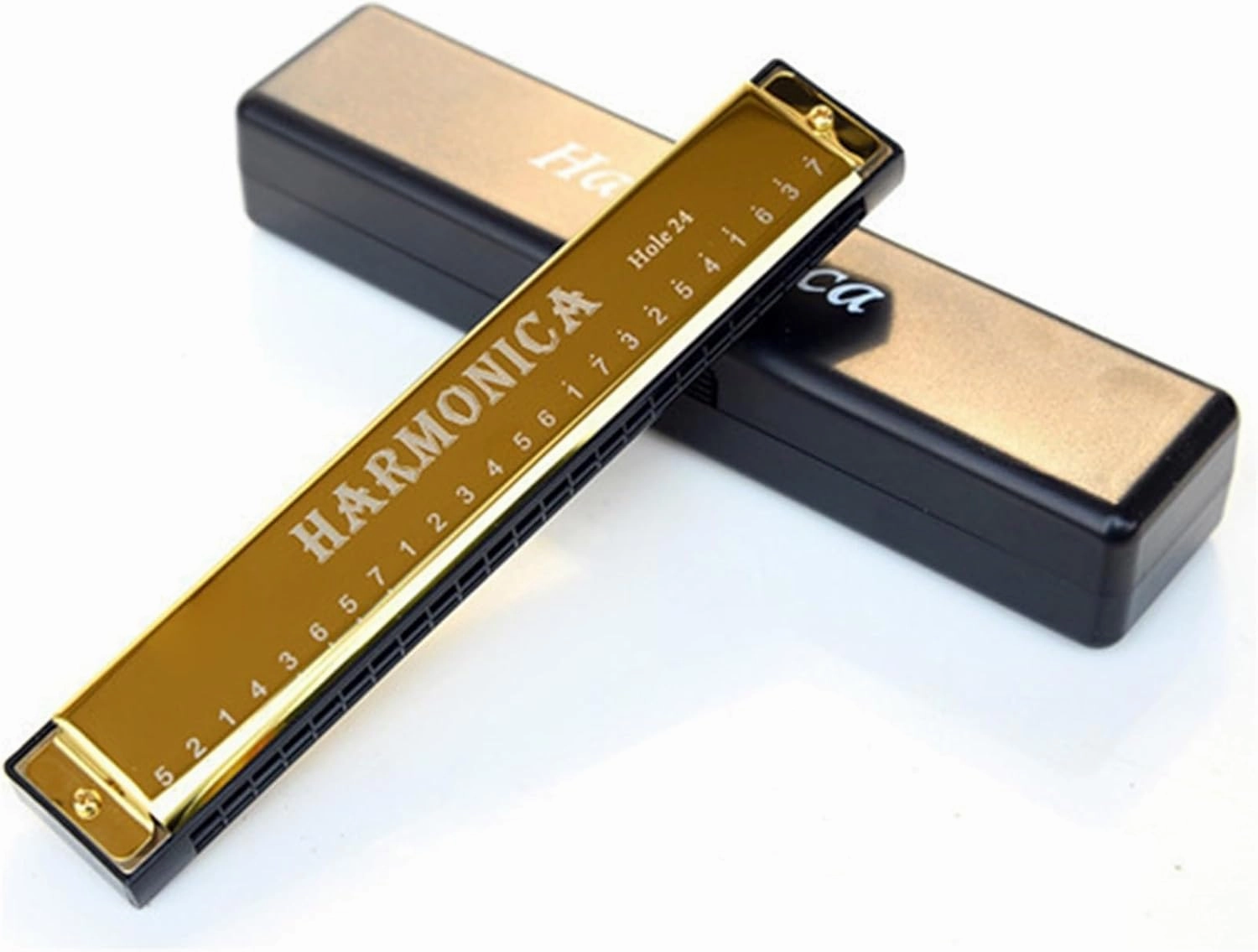 Music Lovers Single Tone 24 Hole C Harmonica Instrument(Gold)