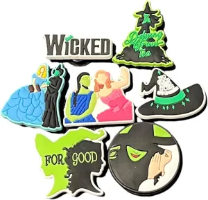 Musical Theater Wicked Shoe Charms Set, 7 Pieces, Witch Theme Decorative Accessories