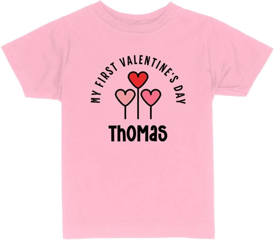 My First Valentine's Day Thomas Toddler Kids T-Shirt 3T Light Pink