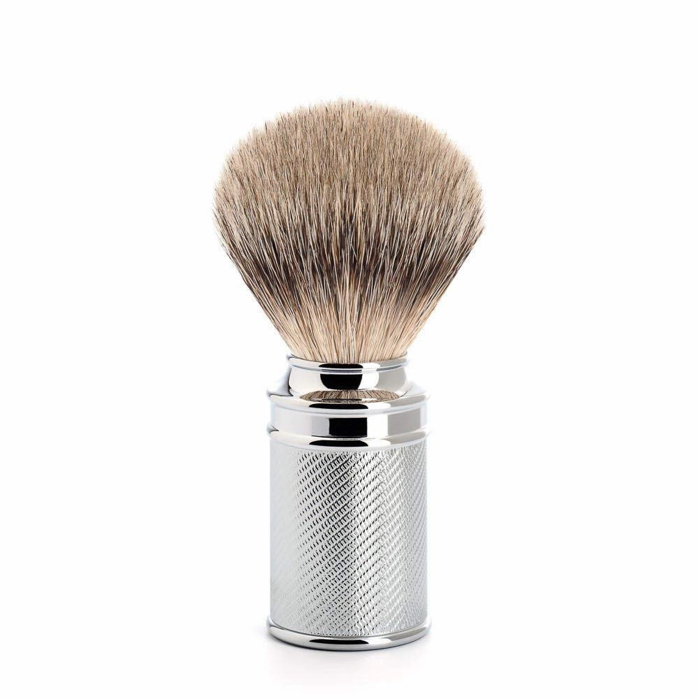 MÜHLE Traditional Silvertip Badger Shaving Brush | Chrome Plated Stainless Steel Handle | Luxury Shave Accessory for Men
