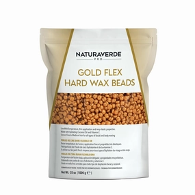 NaturaverdePro Gold Flex Hard Wax Beads, Body and Facial Hair Removal, Brazilian Bikini Wax for Women with Soothing Coconut Oil - 2.2 lbs