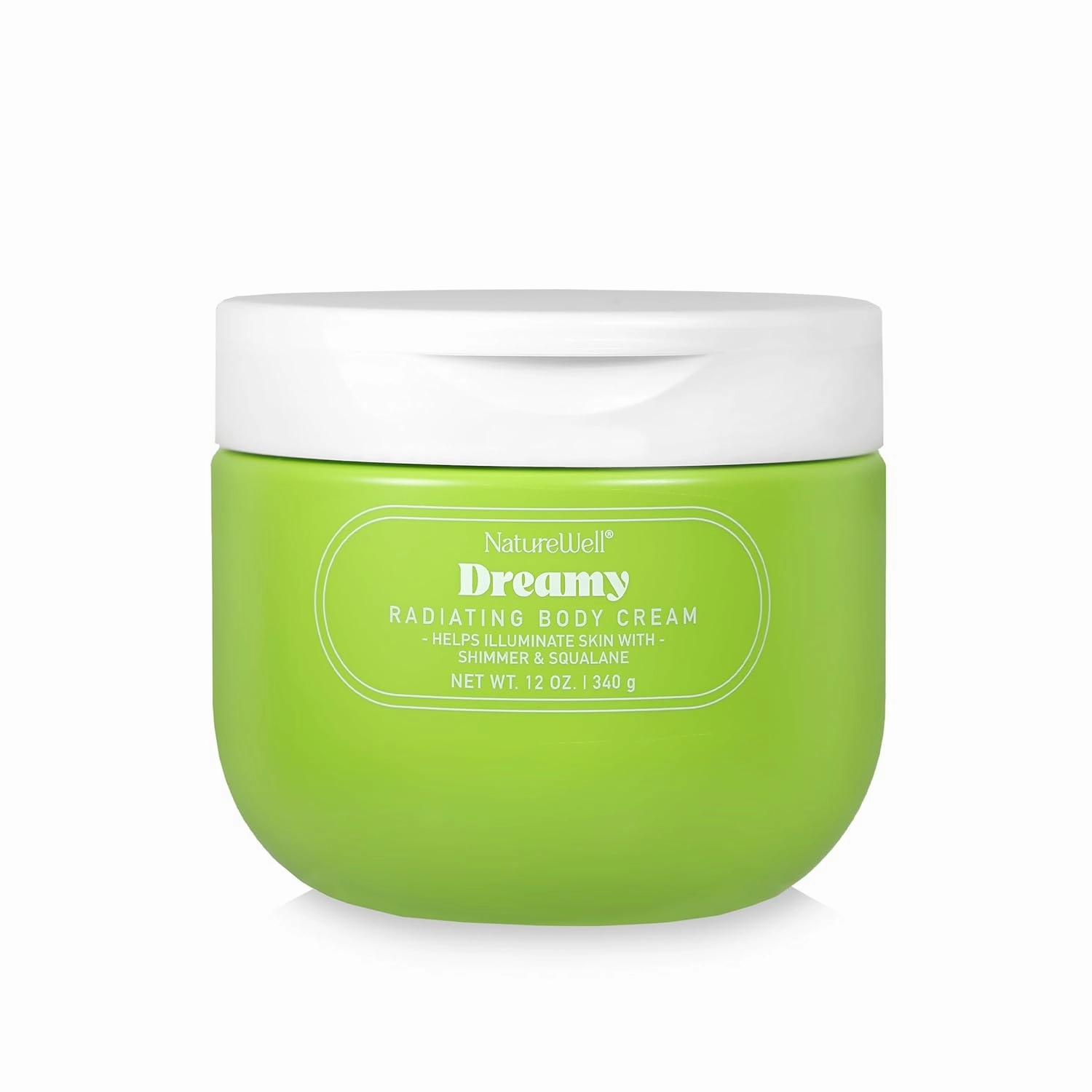 NATURE WELL Dreamy Radiating Shimmer Body Cream, Lightweight, Quick-Absorbing Formula That Delivers Hydration & A Subtle Glow, Scented with Sweet Mandarin, Bergamot, Vanilla Orchid & Pink Sugar, 12 Oz