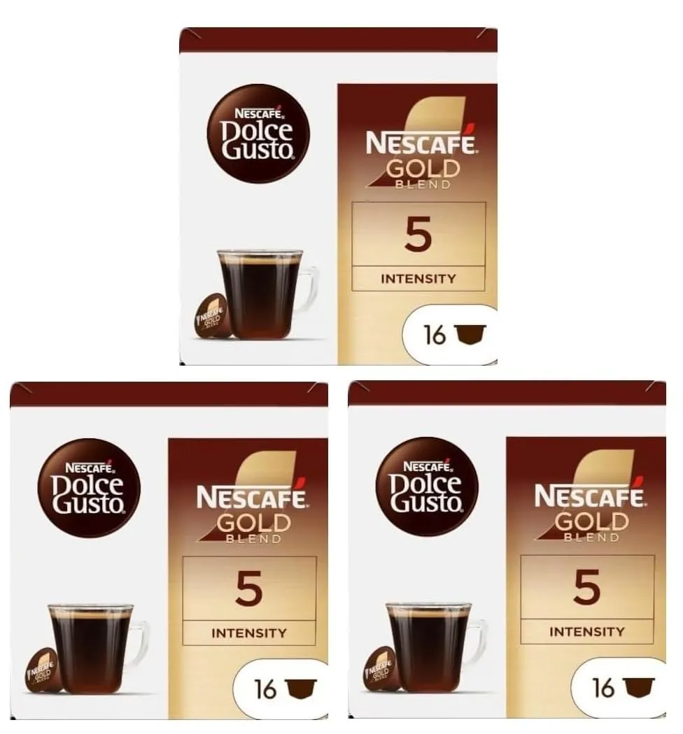 NESCAFÉ Gold Blend Coffee pods by NESCAFÉ DOLCE GUSTO x16 (Pack of 3, Total 48 Pods)