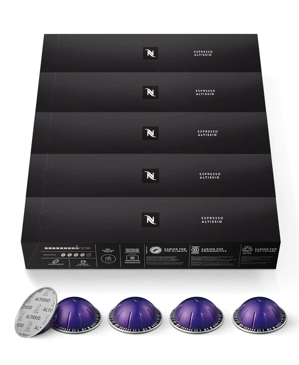 Nespresso Capsules Vertuo, Altissio, Medium Roast Espresso Coffee, 50 Count Espresso Pods, Brews 1.35oz.