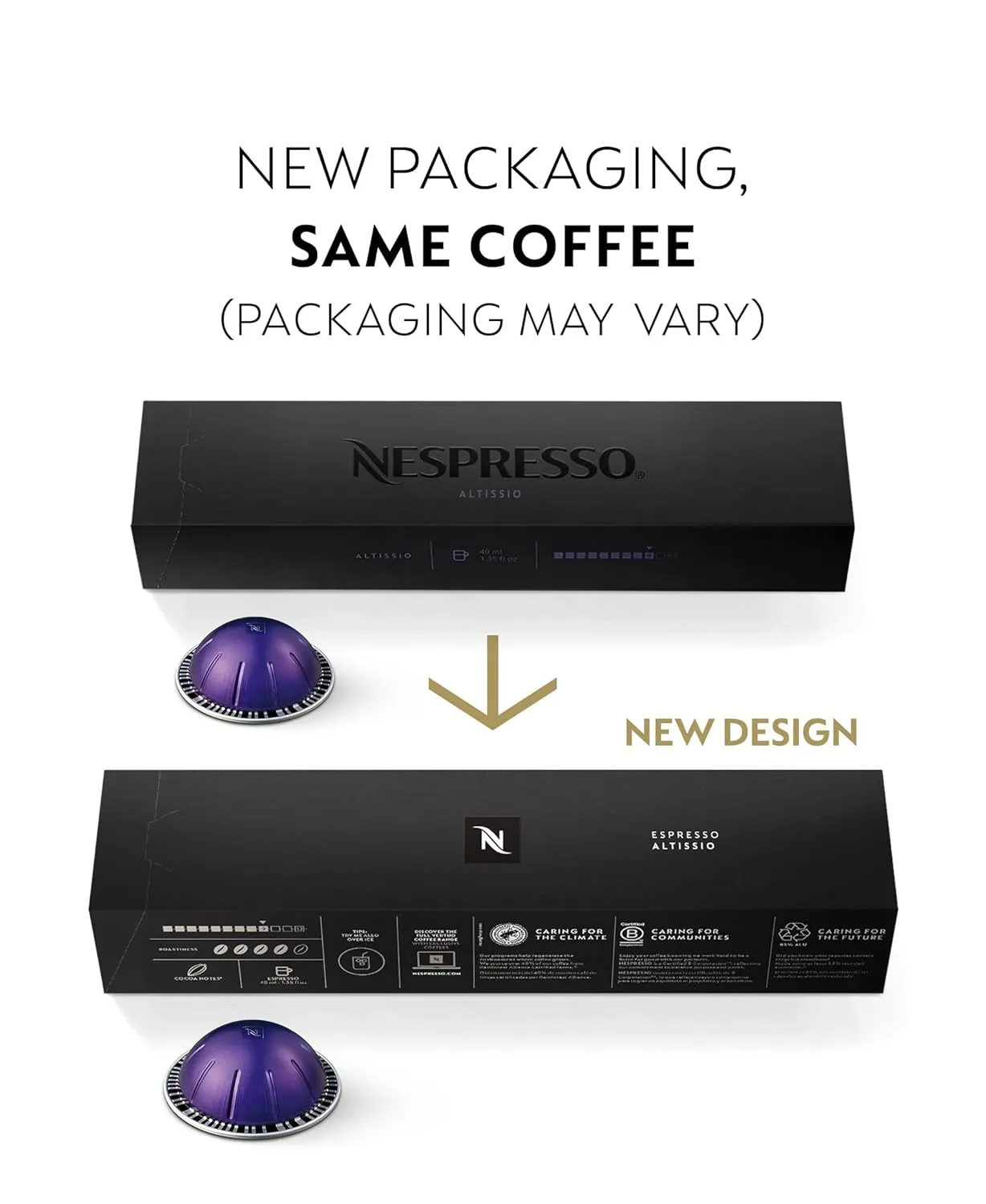 Nespresso Capsules Vertuo, Altissio, Medium Roast Espresso Coffee, 50 Count Espresso Pods, Brews 1.35oz.