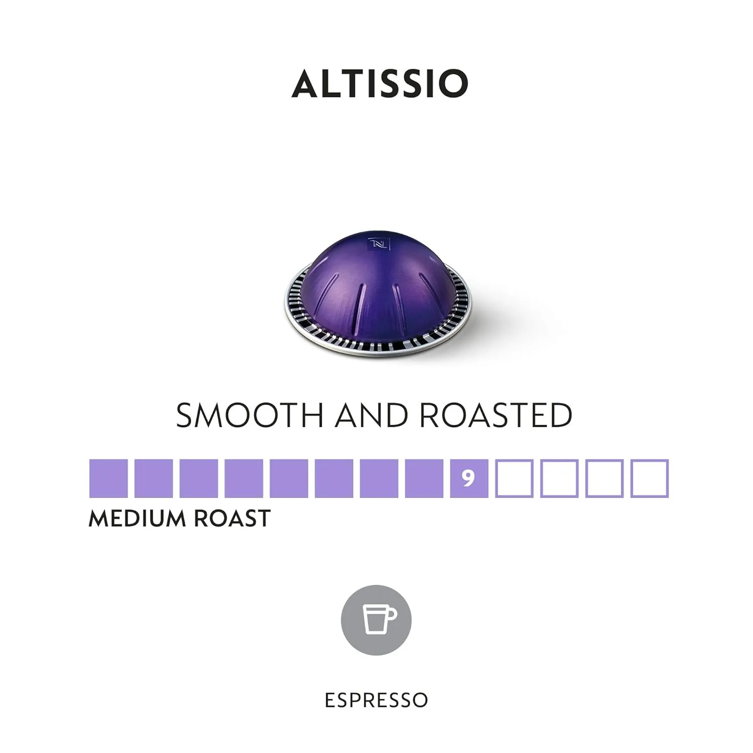 Nespresso Capsules Vertuo, Altissio, Medium Roast Espresso Coffee, 50 Count Espresso Pods, Brews 1.35oz.