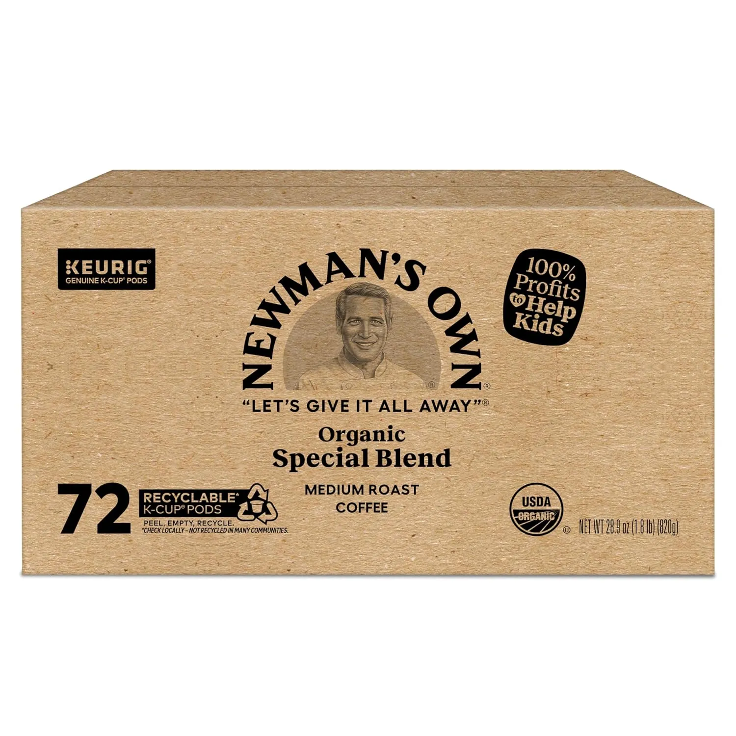Newman's Own Organics Special Blend Keurig Single-Serve K-Cup Pods, Medium Roast Coffee, 72 Count