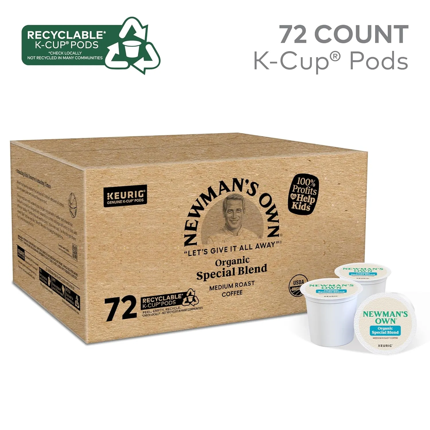 Newman's Own Organics Special Blend Keurig Single-Serve K-Cup Pods, Medium Roast Coffee, 72 Count