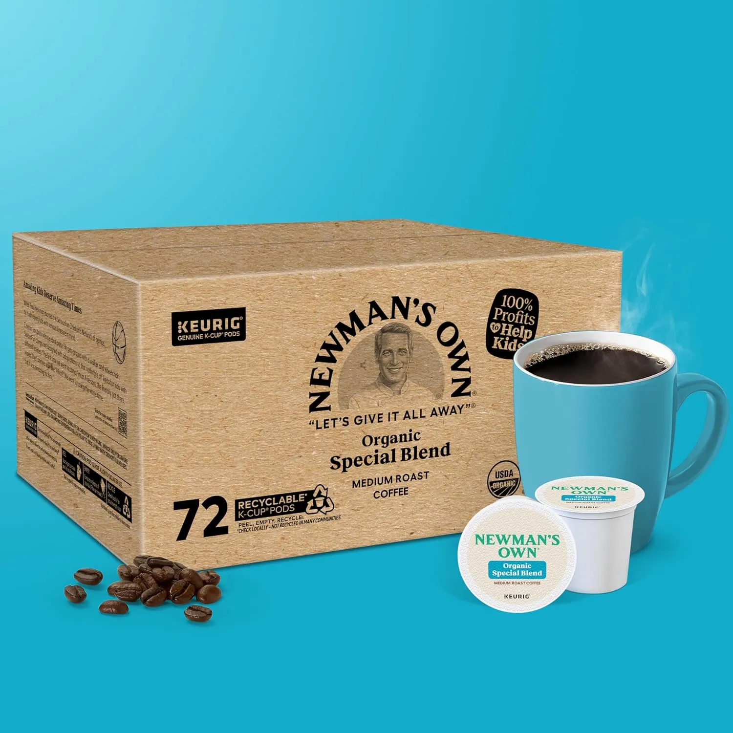 Newman's Own Organics Special Blend Keurig Single-Serve K-Cup Pods, Medium Roast Coffee, 72 Count