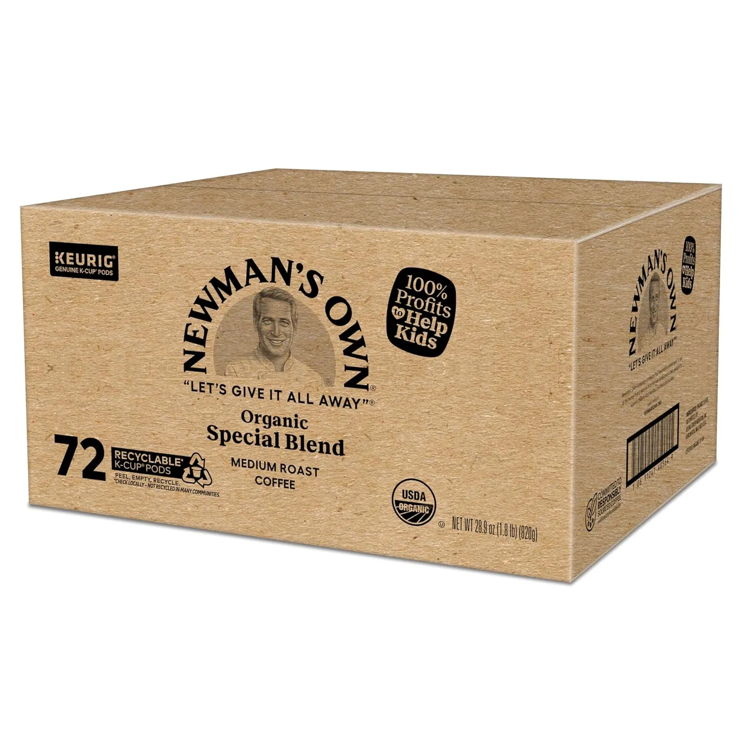 Newman's Own Organics Special Blend Keurig Single-Serve K-Cup Pods, Medium Roast Coffee, 72 Count