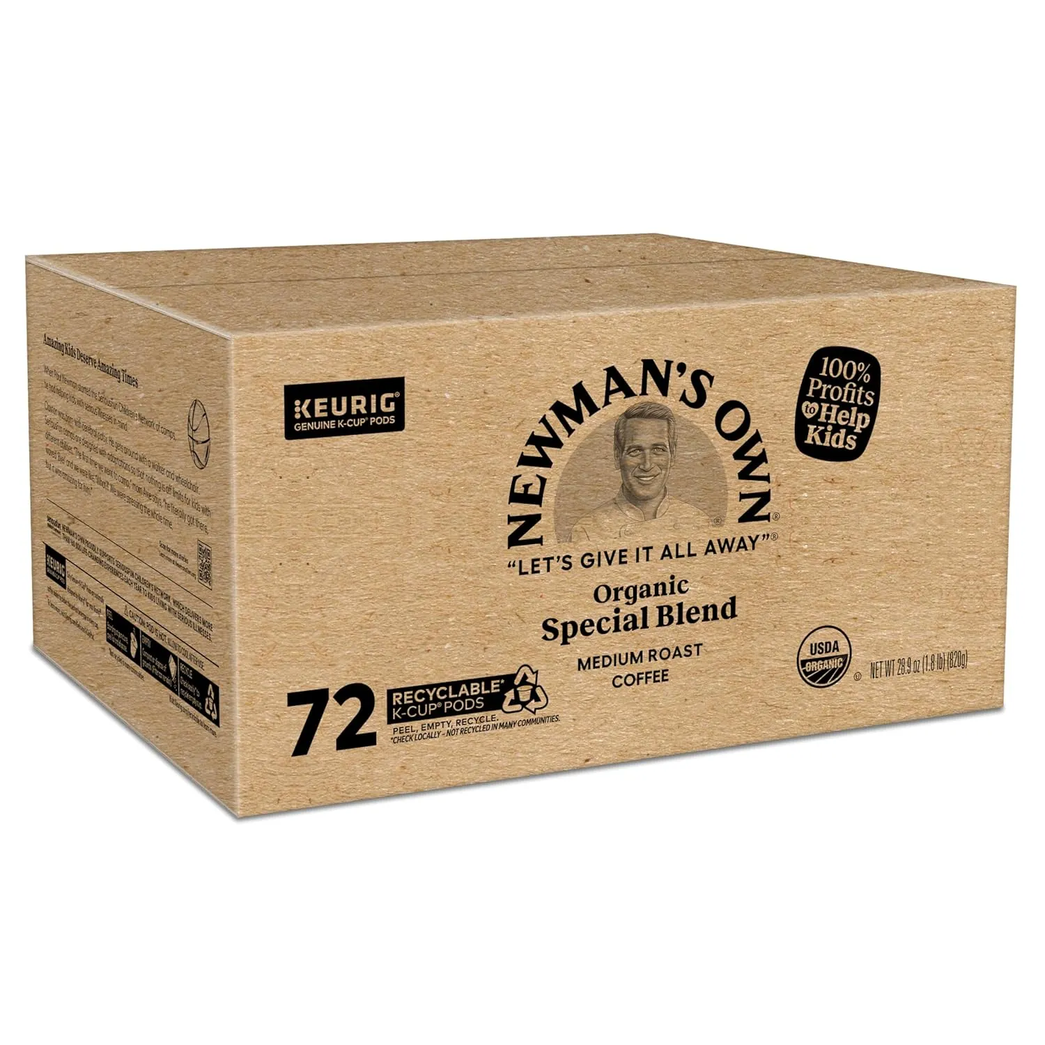 Newman's Own Organics Special Blend Keurig Single-Serve K-Cup Pods, Medium Roast Coffee, 72 Count