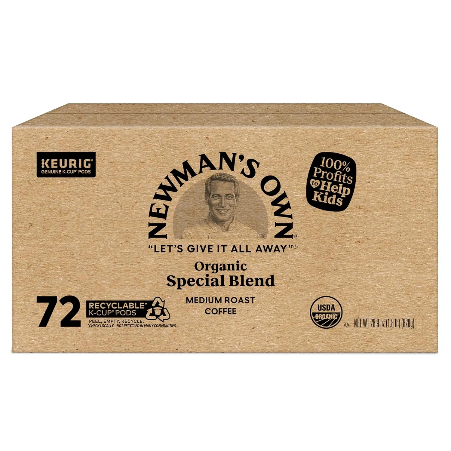 Newman's Own Organics Special Blend Keurig Single-Serve K-Cup Pods, Medium Roast Coffee, 72 Count