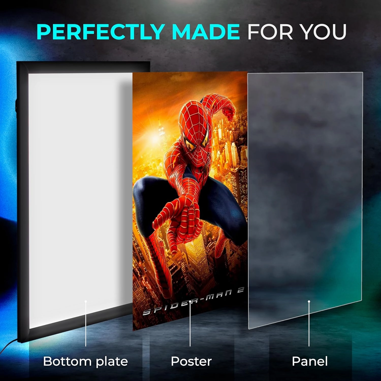 NexaFrame LED Backlit Movie Poster Frame - 18 x 24 Black Cinema Box for Posters, Framed Wall Art Lights For Paintings & Pictures, Digital Signage Display, Lighted Theater Advertising Signs, Light Box