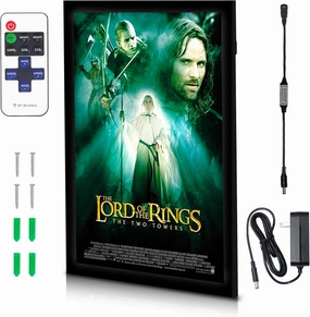 NexaFrame LED Backlit Movie Poster Frame - 18 x 24 Black Cinema Box for Posters, Framed Wall Art Lights For Paintings & Pictures, Digital Signage Display, Lighted Theater Advertising Signs, Light Box
