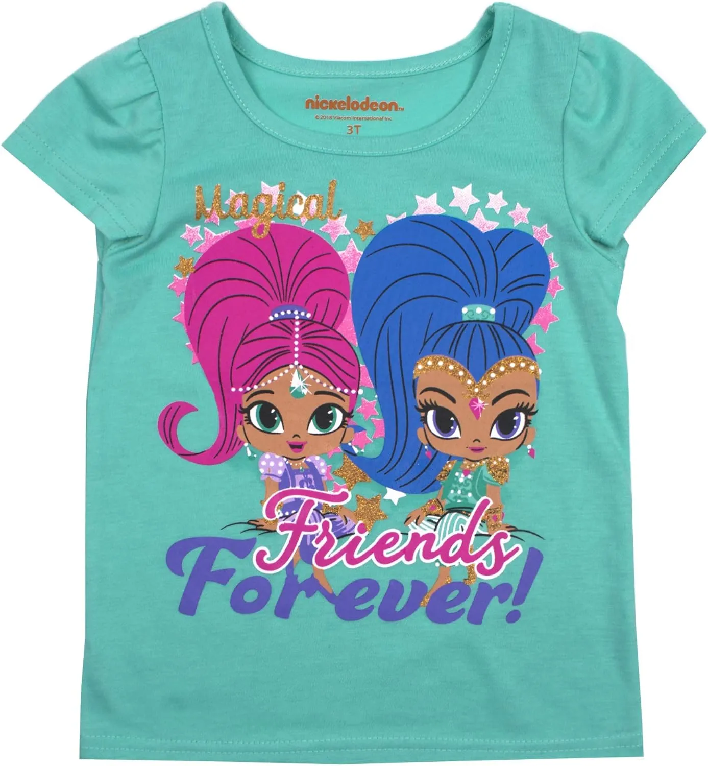 Nickelodeon Shimmer and Shine Girls’ T-Shirt 3 Pack for Toddler and Little Kids – Pink/Blue