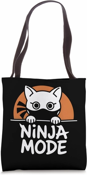 Ninja Mode Funny Cat Stealth Cartoon Animal Humor Art Tote Bag