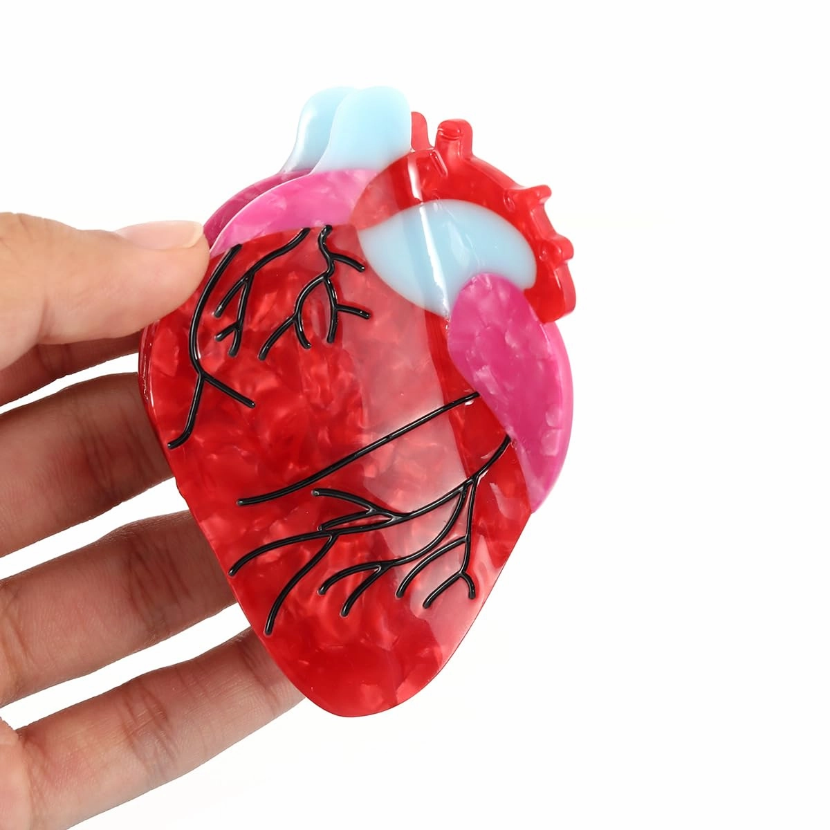 Novelty Anatomical Heart Hair Claw Clip, Red and White, 1 Piece