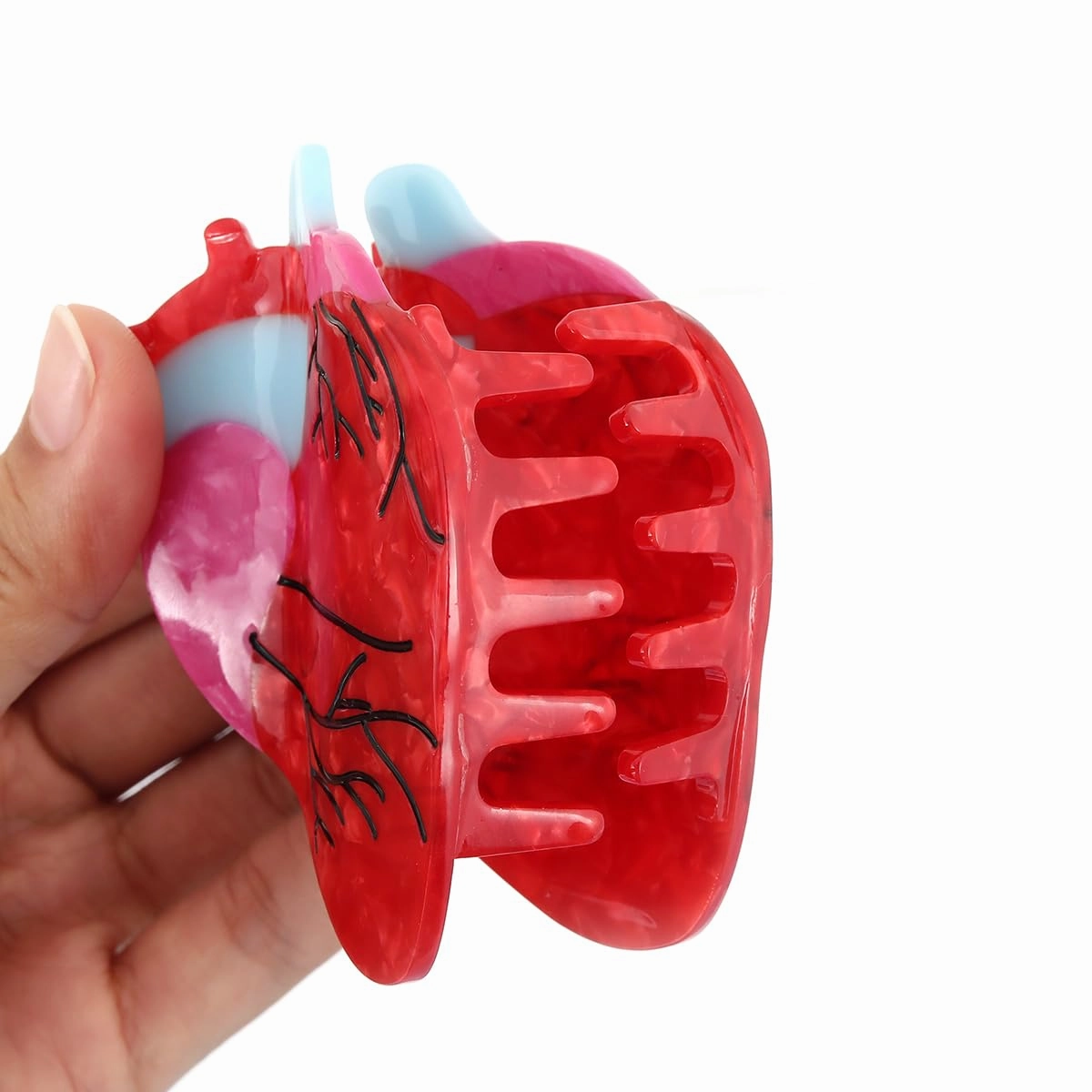 Novelty Anatomical Heart Hair Claw Clip, Red and White, 1 Piece