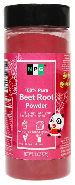 NPG Beet Root Powder 8 Ounces, 100% Pure Raw Red Beetroot Superfood for Food Coloring, Baking, Juices Drink, Smoothies, Vegan, Non-GMO, No Added Sugar, No Preservatives