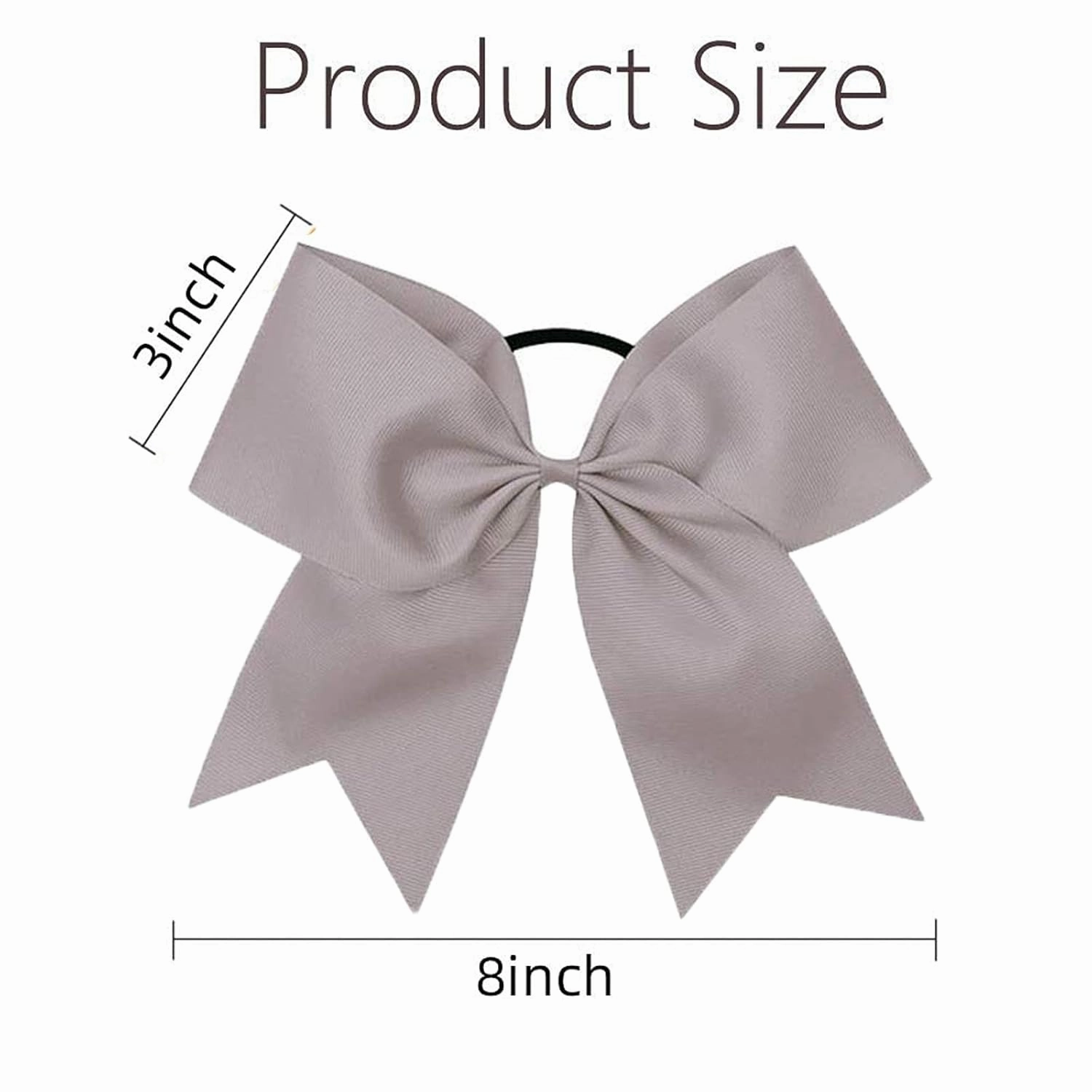Oaoleer 21PCS 8" Large Cheer Bows Gray Bows Jumbo Cheerleader Bow with Ponytail Holder Elastic Band Handmade for Cheerleading Teen Girls College Sports