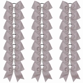 Oaoleer 21PCS 8" Large Cheer Bows Gray Bows Jumbo Cheerleader Bow with Ponytail Holder Elastic Band Handmade for Cheerleading Teen Girls College Sports