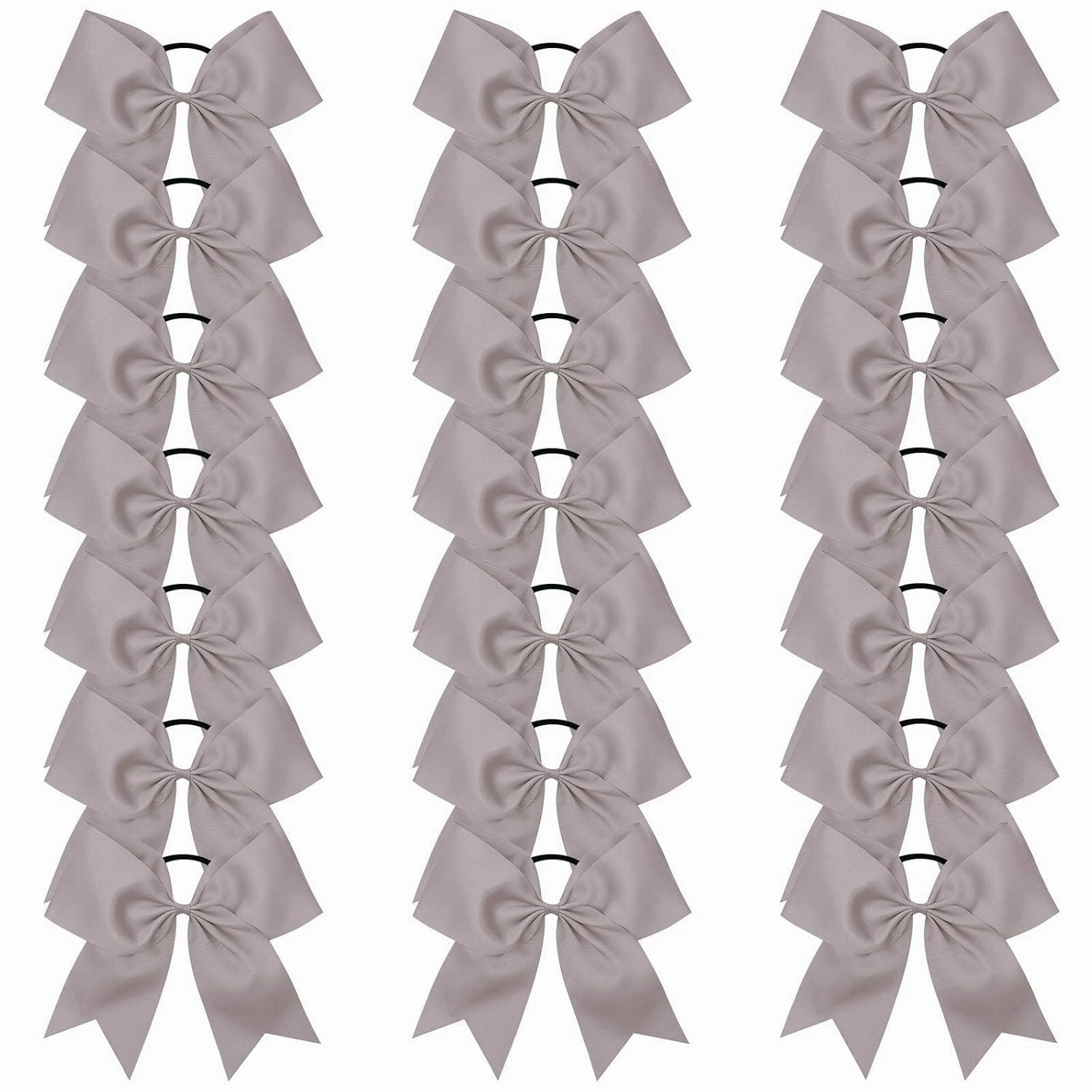 Oaoleer 21PCS 8" Large Cheer Bows Gray Bows Jumbo Cheerleader Bow with Ponytail Holder Elastic Band Handmade for Cheerleading Teen Girls College Sports