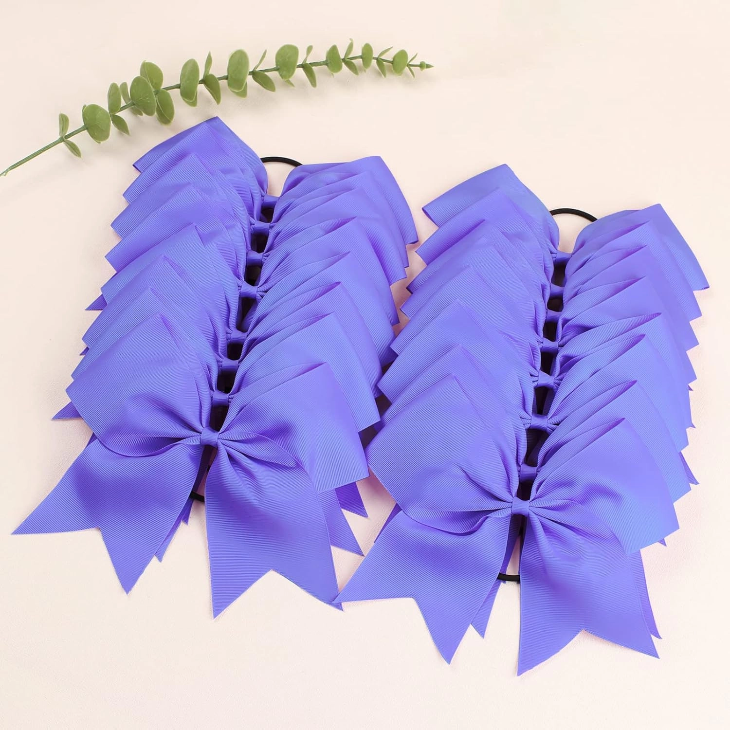 Oaoleer 21PCS 8" Large Cheer Bows Light Purple Bows Jumbo Cheerleader Bow with Ponytail Holder Elastic Band Handmade for Cheerleading Teen Girls College Sports