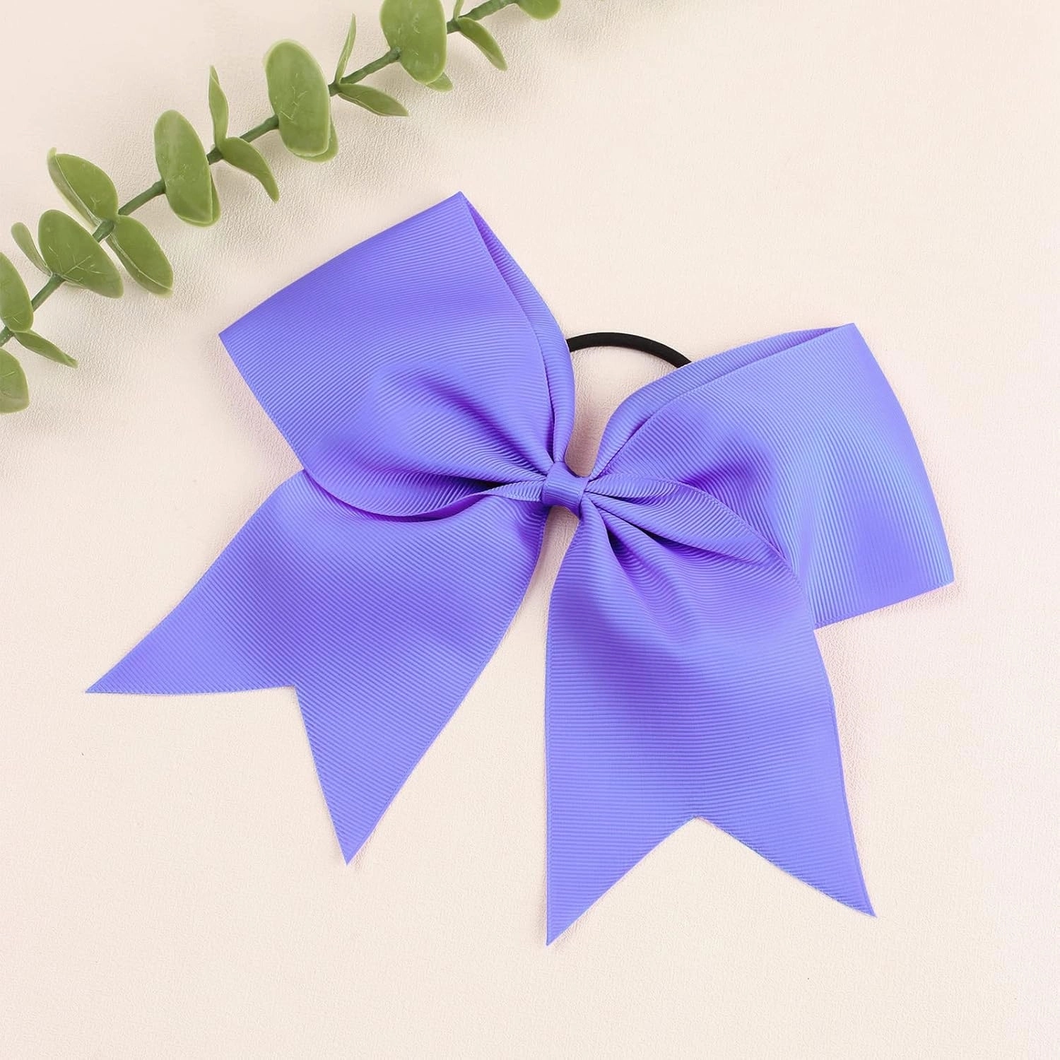 Oaoleer 21PCS 8" Large Cheer Bows Light Purple Bows Jumbo Cheerleader Bow with Ponytail Holder Elastic Band Handmade for Cheerleading Teen Girls College Sports