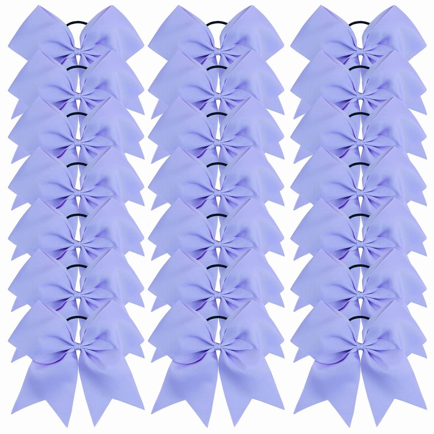 Oaoleer 21PCS 8" Large Cheer Bows Light Purple Bows Jumbo Cheerleader Bow with Ponytail Holder Elastic Band Handmade for Cheerleading Teen Girls College Sports