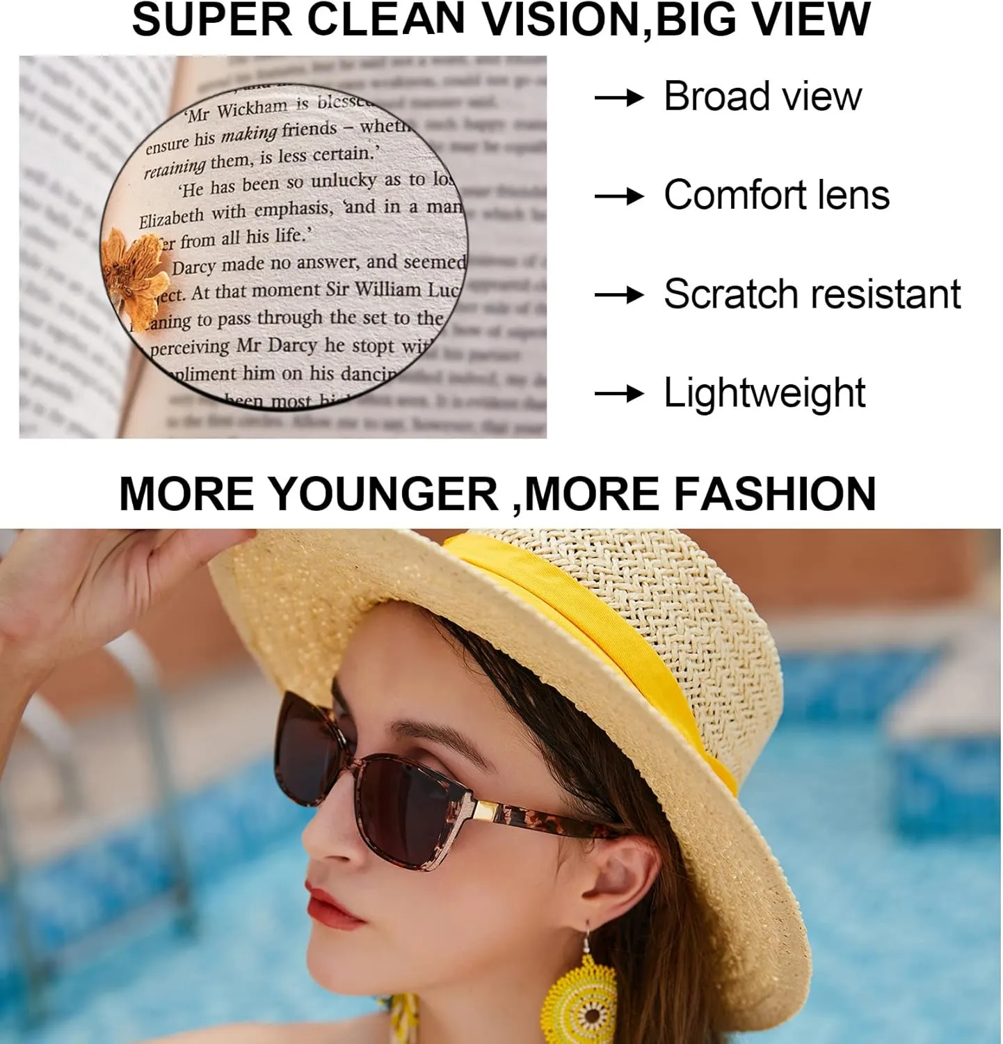 OCCI CHIARI Oversized Reader Sunglasses Women Reading Sunglasses(1.0 1.25 1.5 1.75 2.0 2.25 2.5 2.75 3.0 3.5)