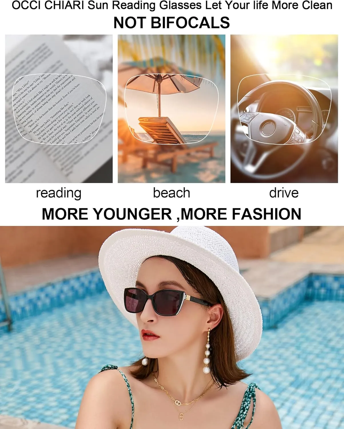 OCCI CHIARI Oversized Reader Sunglasses Women Reading Sunglasses(1.0 1.25 1.5 1.75 2.0 2.25 2.5 2.75 3.0 3.5)